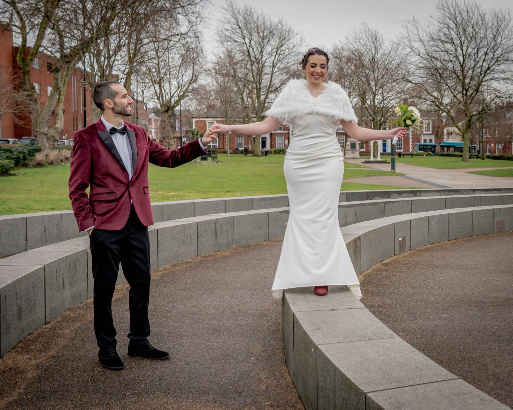 After the Ceremony Bride and Groom Wedding portrait