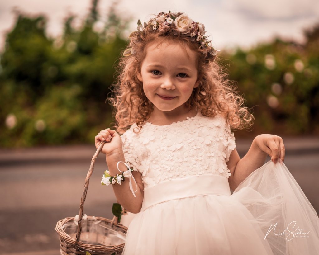 Bridesmaid with posy wedding bolton